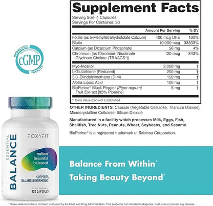 Essential Balance Hormonal Support and Vitamin Supplement for Women by Foxy Fit – Antioxidant, Healthy Skin & Hair for Dai...