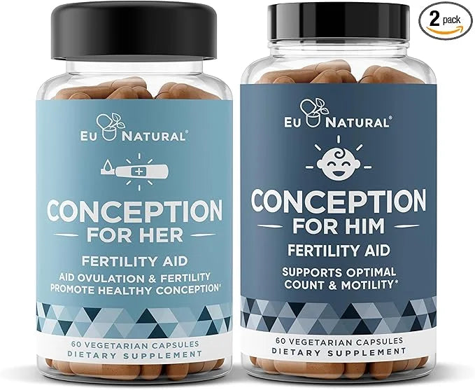 Eu Natural Conception Fertility for Her & Him Bundle - Fertility Supplements Combo for Women & Men – Prenatal Vitamins – P...