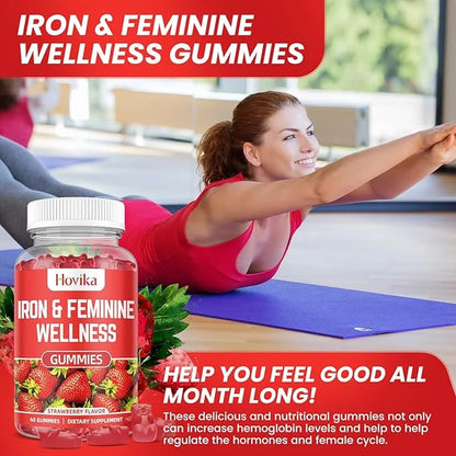 Iron for Women Gummies, 40mg Iron Supplement Anemia with multivitamin for Women, Zinc, Selenium, Iodine - for Iron Deficie...