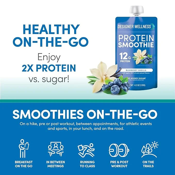 Designer Wellness Protein Smoothie, Real Fruit, 12g Protein, Low Carb, Zero Added Sugar, Gluten-Free, Non-GMO, No Artifici...