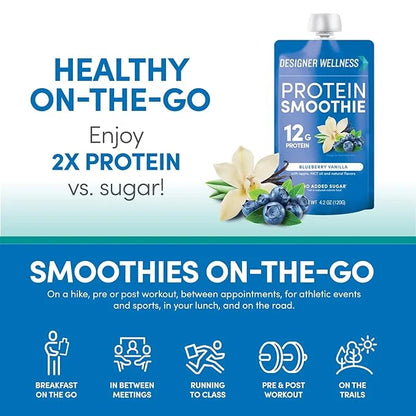 Designer Wellness Protein Smoothie, Real Fruit, 12g Protein, Low Carb, Zero Added Sugar, Gluten-Free, Non-GMO, No Artifici...