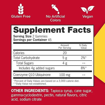 Qunol CoQ10 Gummies, CoQ10 100mg, Delicious Q10 Helps 90 Count