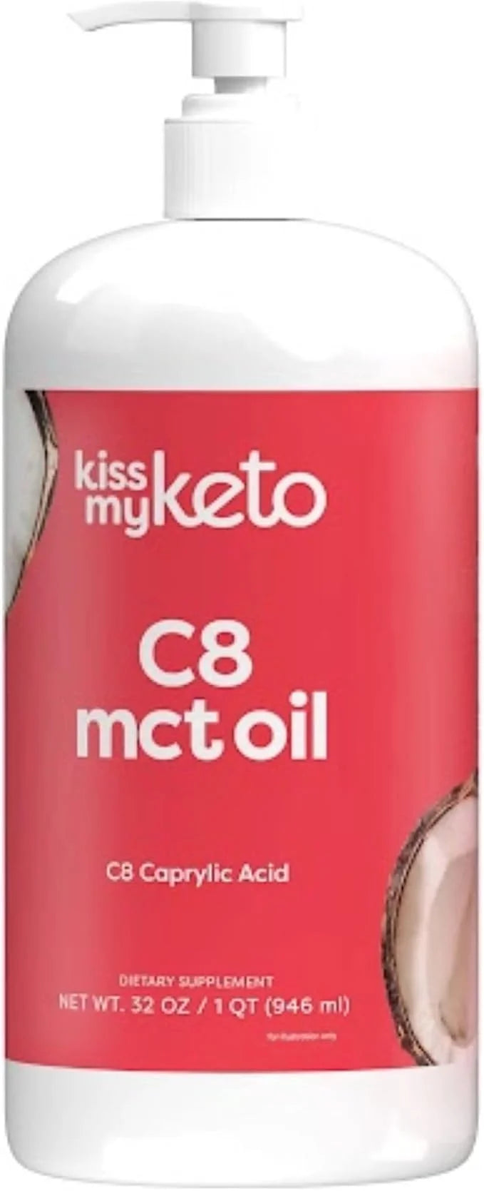 Kiss My Keto MCT Oil C8 – 32 oz Pure C8 MCT Oil Keto Fuel – Pure MCT Oil Bottle with Pump – High Octane MCT C8 Oil Capryli...