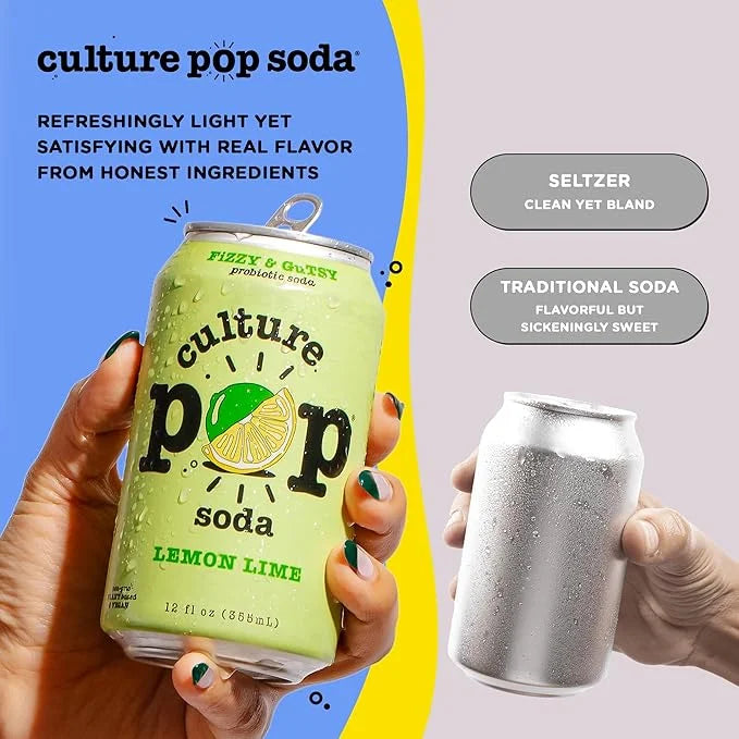 Culture Pop Soda, Zesty & Tarty Variety Pack, Probiotic Low Sugar Soda, Sparkling Juice Alternative, Non-GMO, Kosher, Glut...