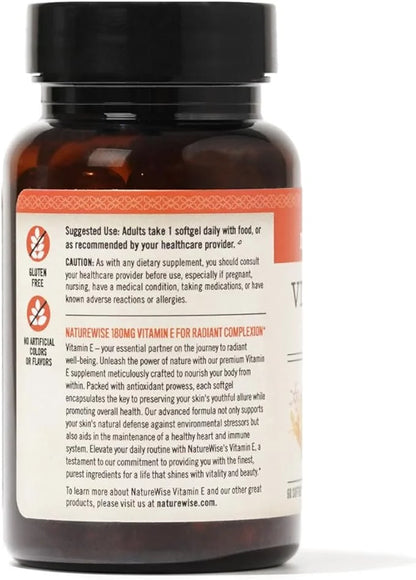 NatureWise Vitamin E 400 IU Softgels (180mg DL-Alpha) 2-Month Supply, 60 Count