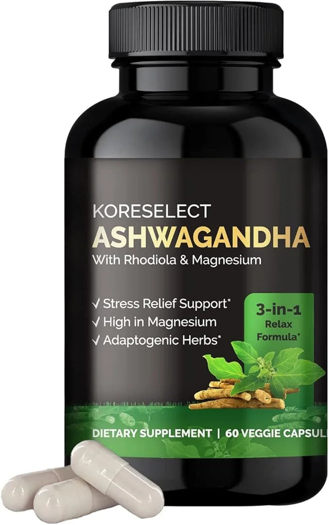 Ashwagandha 250mg Capsules with Magnesium & 5% Withanolides, 60 Caps