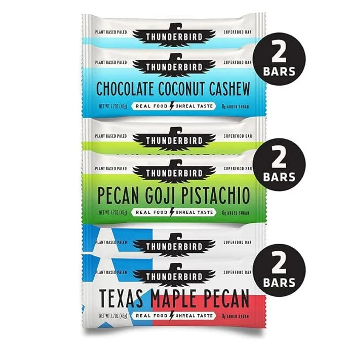 Thunderbird Bars Energy Snack, Gluten-Free with Protein, Healthy Real Food, Vegan Paleo Non-GMO, No Added Sugar, Variety F...