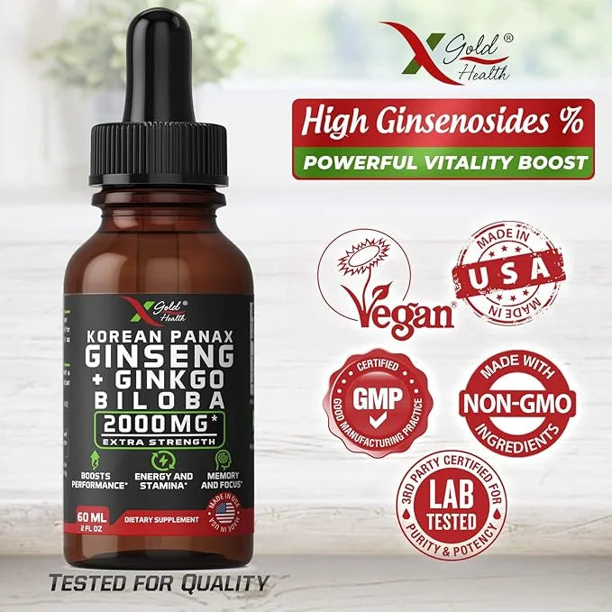 Korean Red Panax Ginseng 2000mg + 2 fl