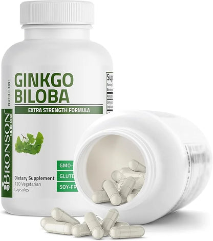 Bronson Ginkgo Biloba Extra Strength Supports Brain Function & Memory Support, 120 Vegetarian Capsules - Product Image
