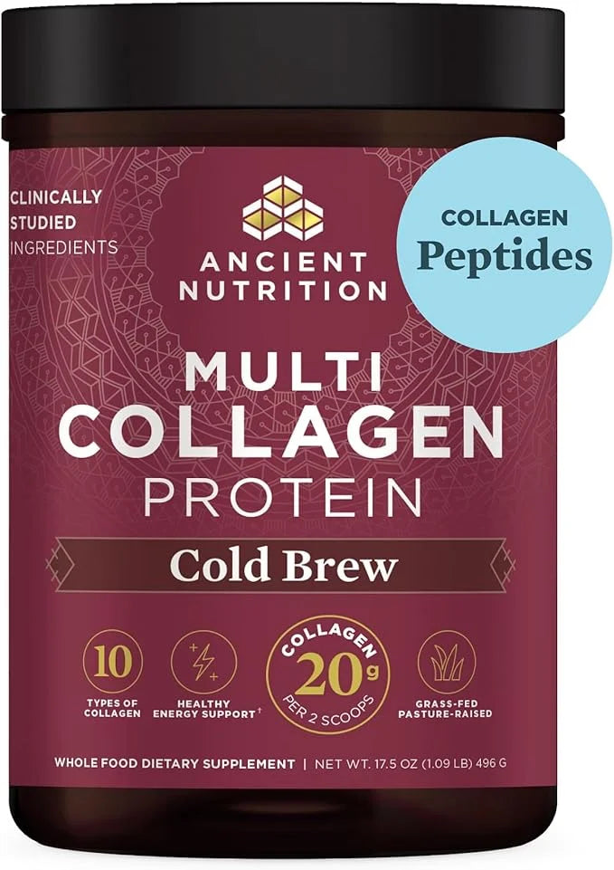 Ancient Nutrition Hydrolyzed Collagen Peptides Powder, Cold Brew Multi Collagen Protein for Women and Men, 40 Servings, Su...