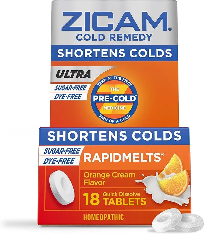 Zicam Ultra Cold Remedy Zinc Rapidmelts, Orange Cream Flavor, Homeopathic, Cold Shortening Medicine, Shortens Cold Duratio...