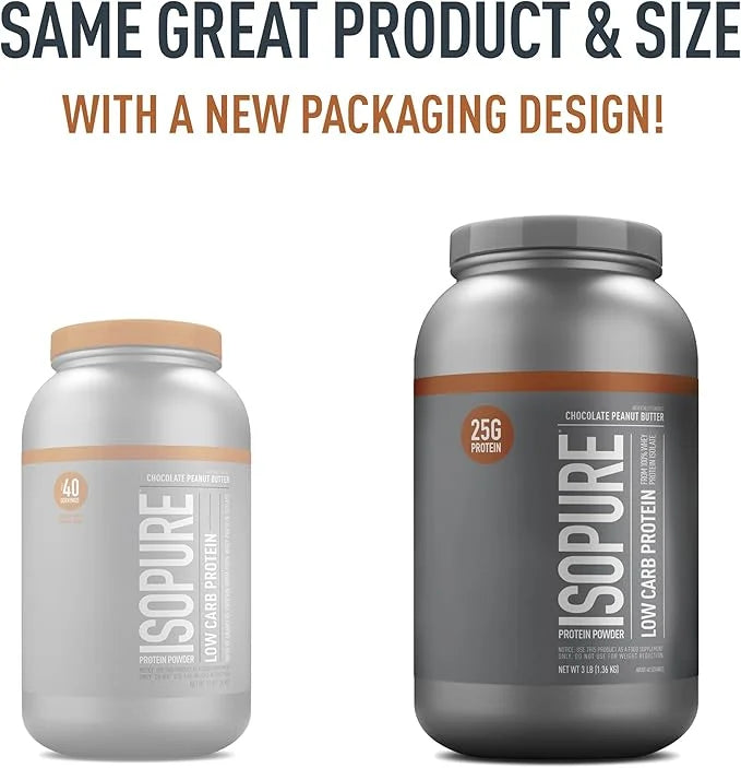 Isopure Low Carb 100% Pure Whey Isolate Protein Powder, Lactose Free, Gluten Free, With Vitamins, Chocolate Peanut Butter,...