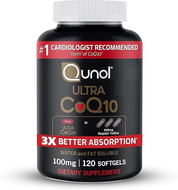 Qunol CoQ10 100mg Softgels, Ultra CoQ10 100mg, 3x 3x Better Q10 Vitamins 4 Month 120 Count
