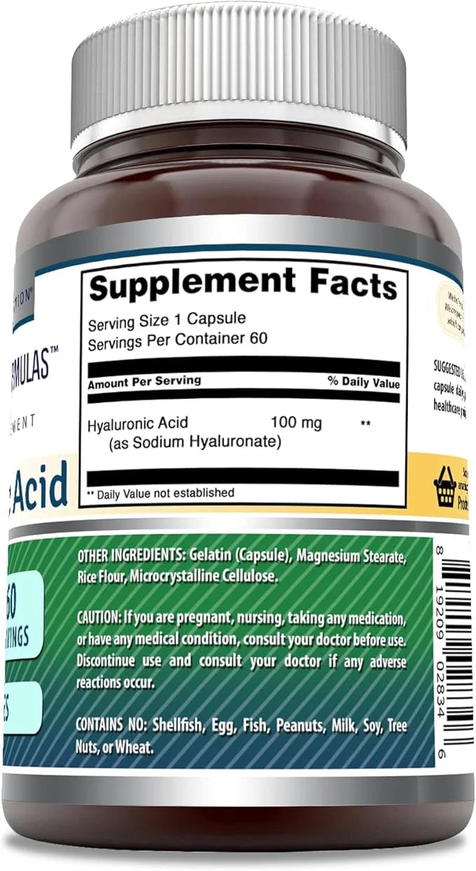Amazing Formulas Hyaluronic Acid 100 Mg Capsules Supplement | Non-GMO | Gluten Free | Made in USA (1 Pack, 60 Count) - Pro...