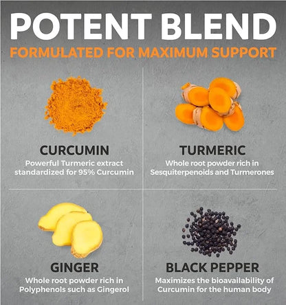 USDA Organic Turmeric Curcumin with Black (4 Month 120 Vegan