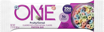 ONE Protein Bars, Fruity Cereal, Gluten Free with 20g Protein and 1g Sugar, Pantry Staples, 2.12 oz (12 Count), Packaging ...