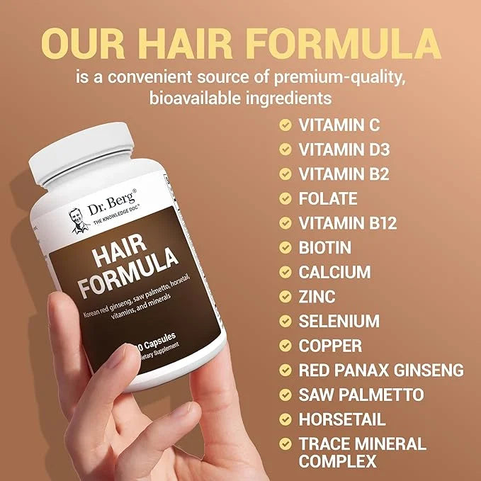 Dr. Berg All-in-One Vitamins for Hair, Skin, & Nails - Advanced Formula with Biotin, Saw Palmetto, DHT Blocker, & Trace Mi...