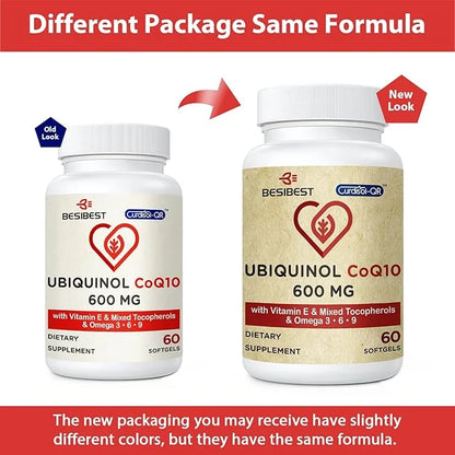 Ubiquinol CoQ10-600mg-Softgel, Active Coq10 Ubiquinol Supplement 3, 6, 6, 9, 9, High Absorption-Coenzyme-Q10, Powerful 600...
