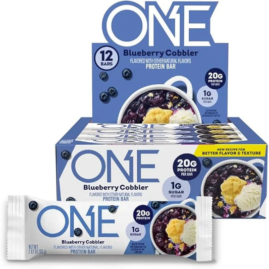 ONE Protein Bars, Blueberry Cobbler, Gluten Free with 20g Protein and 1g Sugar, Pantry Staples, 2.12 oz (12 Count) - Produ...