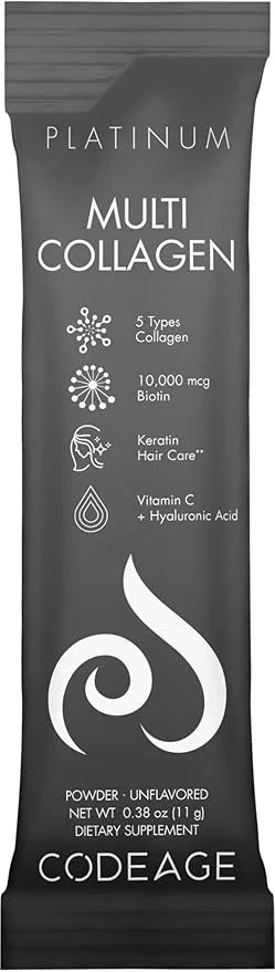 Codeage Multi Collagen and Biotin 10,000 B6 & D3, Keratin, 18 Amino 5 Types 30 Powder