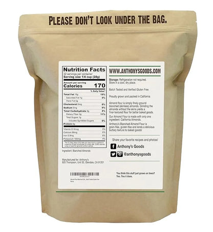 Anthony's Blanched Almond Flour, 2 lb, Finely Ground, Gluten Free, Non GMO, Vegan, Keto Friendly - Product Image
