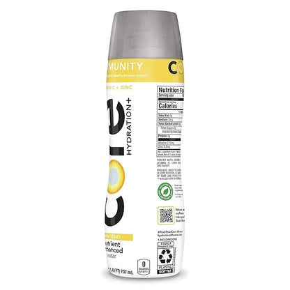 CORE Hydration+ Immunity, Lemon Extract Nutrient Enhanced Water with Vitamin C and Zinc, 23.9 Fl Oz Bottle (Pack of 12) - ...