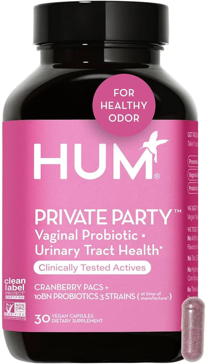 HUM Private Party - Vaginal Probiotics for Women's Health, pH Balance Supplement, and Urinary Tract Support with Cranberry...