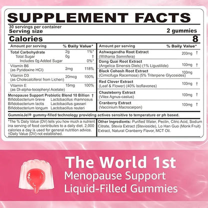 Sugar Free Menopause Supplement Filled Gummies for Women, Menopause Probiotics Hormone Balance Gummies with Ashwagandha, D...