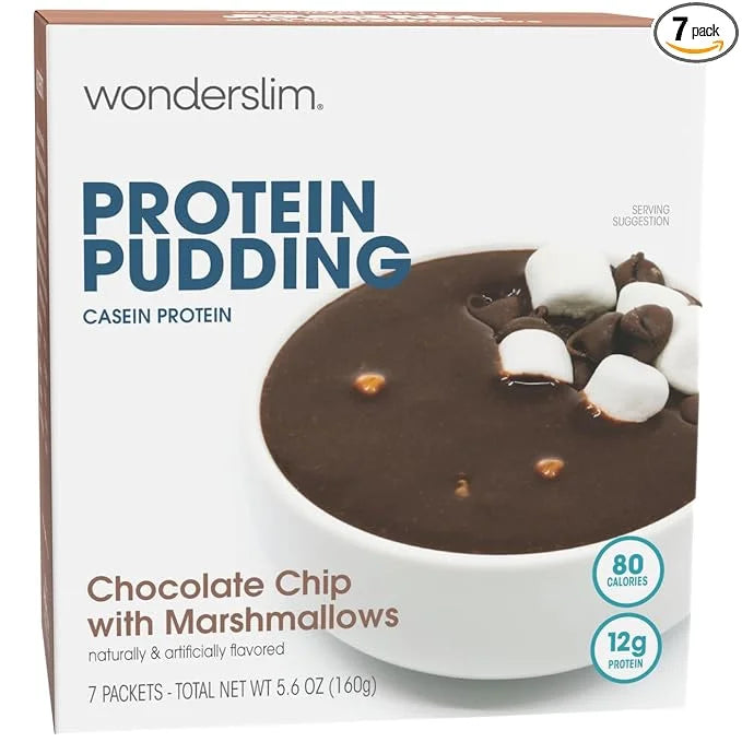 WonderSlim Protein Pudding, Chocolate Chip Marshmallows, Gluten Free, Low Carb (7ct) - Product Image