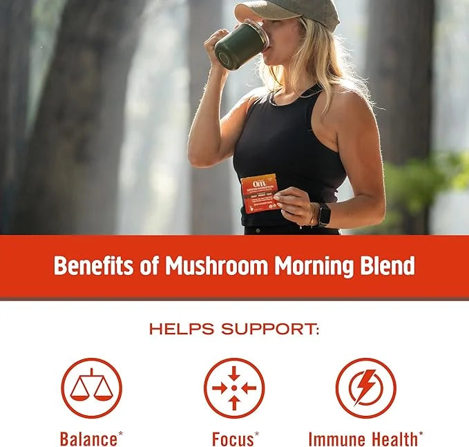 Om Mushroom Superfood Morning Energy Blend 10 Count, D2, Agaricus