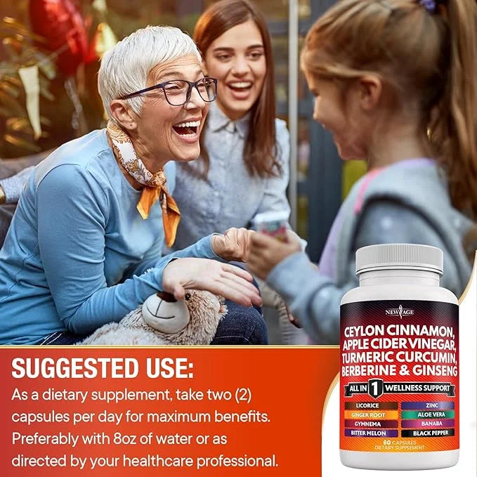 Ceylon Cinnamon 3000mg Turmeric 3000mg Apple 3000mg Ginseng 2000mg Aloe 2000mg Berberine 1200mg Plus 60 Count