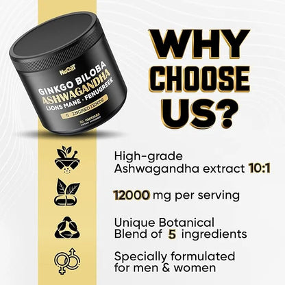 Ashwangdha Capsules 4000mg Fenugreek Seed 2000mg 2000mg & 90 Vegan