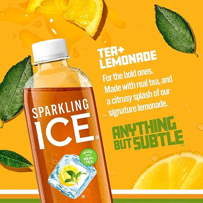 Sparkling Ice Tea + Lemonade Sparkling Water, Zero Sugar Flavored Water, with Vitamins and Antioxidants, Low Calorie Bever...