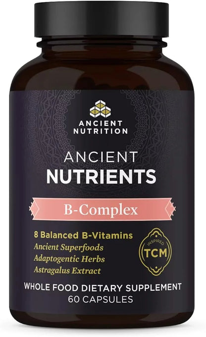 Ancient Nutrition Vitamin B Complex Supplement, 8 Balanced B-Vitamins, Supports Healthy Energy Levels, Adaptogenic Herbs, ...