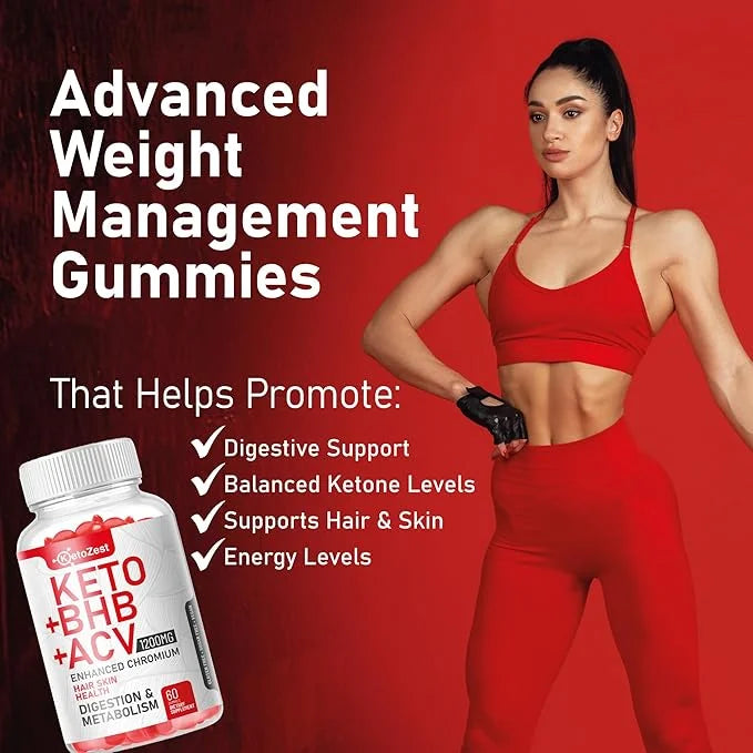 Organic Keto ACV BHB Gummies - Apple Cider Vinegar with The Mother Supplement - Vitamin D3 Zinc Beetroot Pomegranate Chrom...