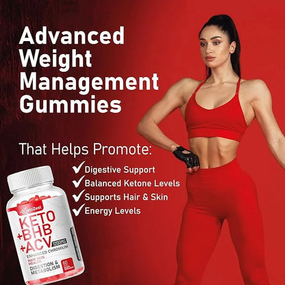 Organic Keto ACV BHB Gummies - Apple Cider Vinegar with The Mother Supplement - Vitamin D3 Zinc Beetroot Pomegranate Chrom...