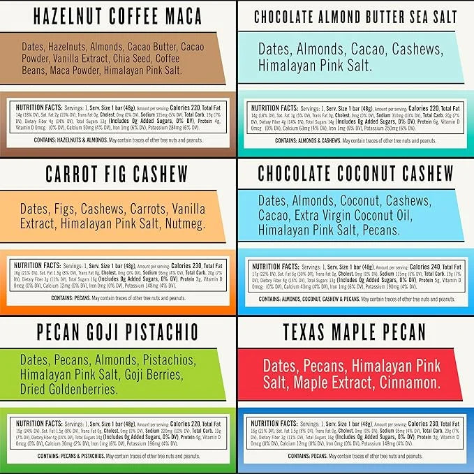 Thunderbird Real Food Bars - Gluten Free, Paleo, Vegan Snack Food Bar Variety Pack - 102 Ounce - Product Image