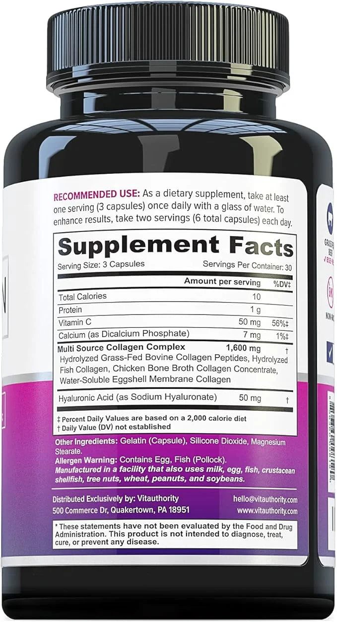 Vitauthority Multi Collagen Pills for Women 30 Servings