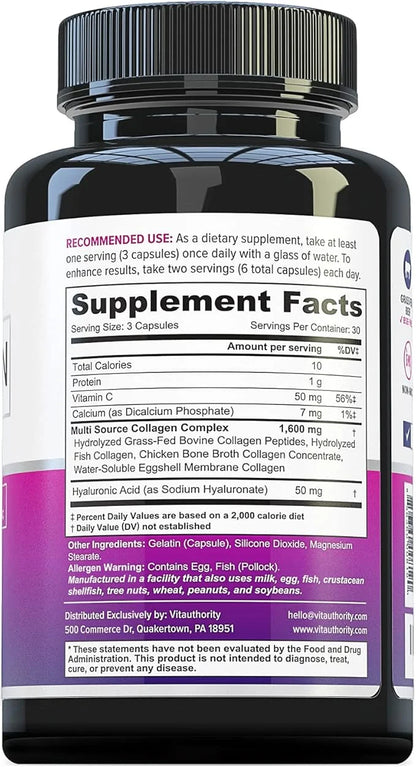 Vitauthority Multi Collagen Pills for Women 30 Servings