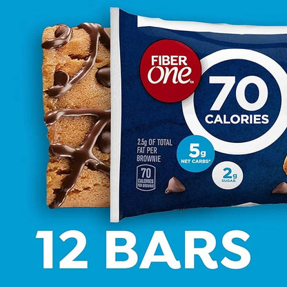 Fiber One 70 Calorie Brownies, Chocolate Chip Cookie, 2g Sugar, Value Pack, 12 Count, 10.6 oz - Product Image