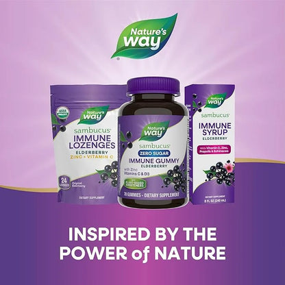 Nature’s Way Sambucus Zero Sugar Immune D3, Zinc, 70 Gummies