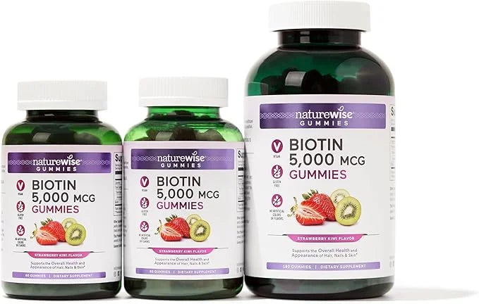 NatureWise Biotin Gummies B7 5000mcg 5000mcg Supports 180 Count[3-Month Count[3-Month Supply]