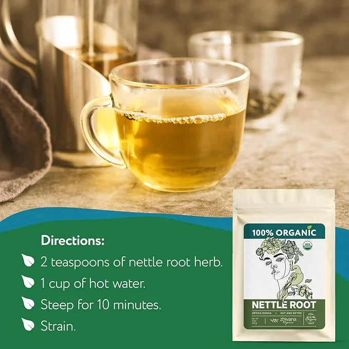 Organic Stinging Nettle Root Tea for Men's Health (4oz.) - Supports Prostate Health, Hormonal Balance & Energy - Make Herb...