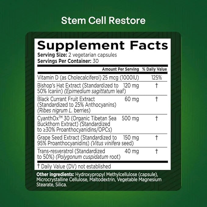 Stem Cell Restore - Regenerative Healing - Healthy Aging Reset - Brain and Cognitive Support - Cartilage, Heart and Kidney...