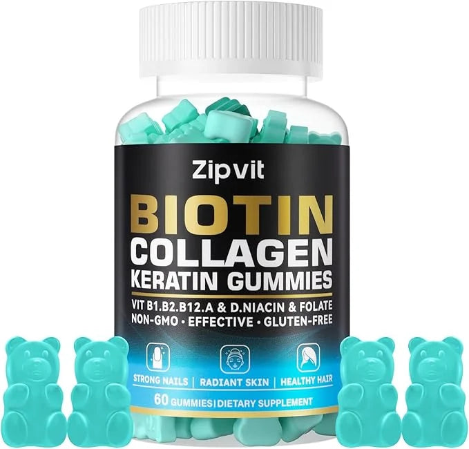 Biotin Collagen Gummies – Hair Skin B1, B2, B2, B3, B3, B6, B6, B7, B7, Collagen, 60 Gummy