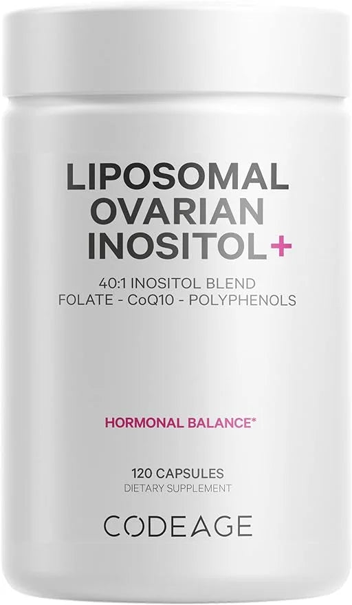 Codeage Liposomal Ovarian Inositol+ Supplement - Myo-Inositol & D-Chiro-Inositol 40:1 Blend, Folate 5-MTHF, CoQ10, Pomegra...