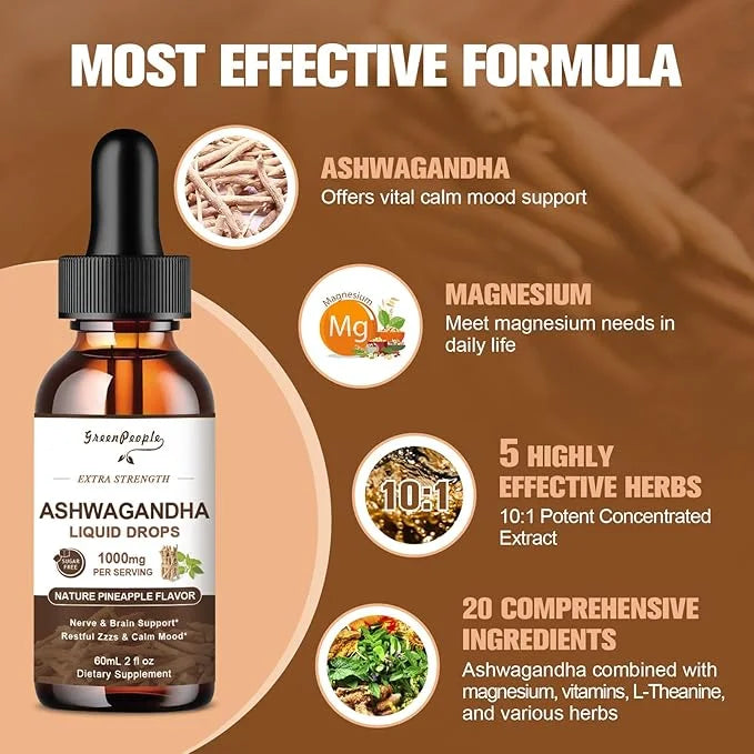 Ashwagandha Liquid Supplement Extra Strength w/L 2 Oz