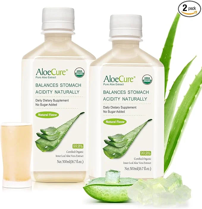AloeCure USDA Organic Aloe Vera Juice Made Within 12 Hrs of Harvest - Pure Aloe Juice Natural Digestive Supplement to Supp...