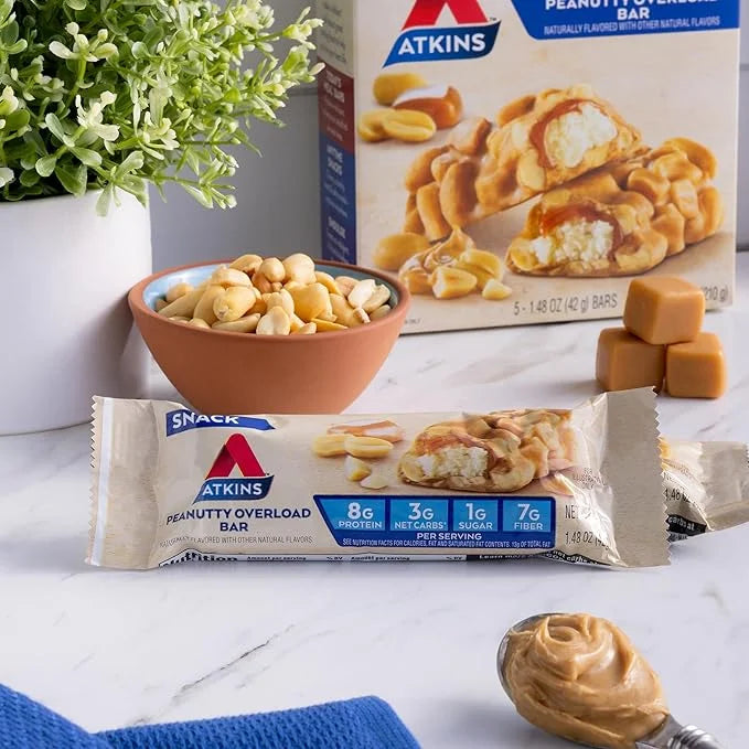 Atkins Snack Bar, Peanutty Overload, 8g Protein, 7g Fiber, 3g Net Carbs, Keto Friendly, 16 Count - Product Image