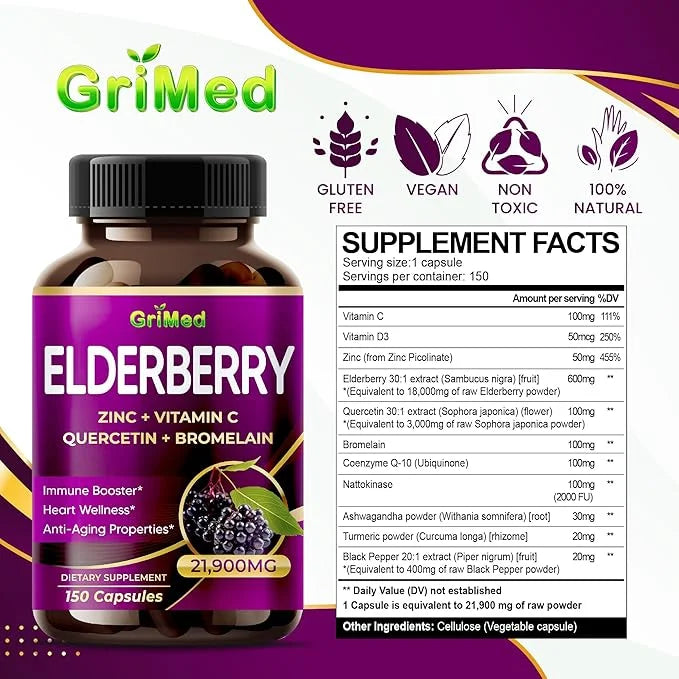 Elderberry 21,900mg - X15 Power (150 Count 1))